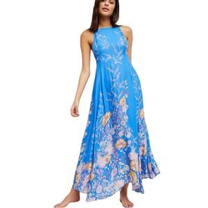 NWOT INTIMATELY FREE PEOPLE Dress S Floral Aquamarine/Royal-Blue/Cobalt A-Line